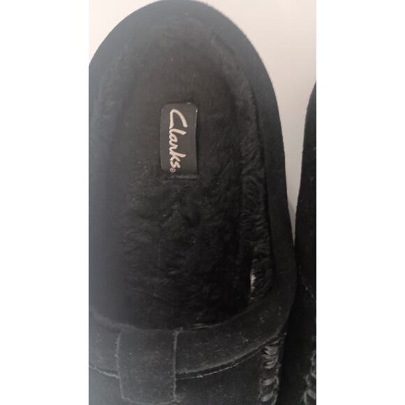 $Cozy Clarks black clog slippers mens suede braid edge Fuzzy lined. Men's sz 10 - Picture 4 of 8